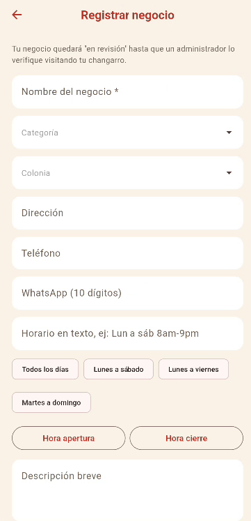 Registrar negocio